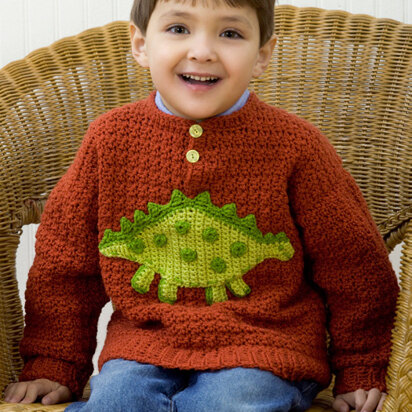 Boy’s Dino Sweater in Red Heart Designer Sport - WR1779 - Downloadable PDF