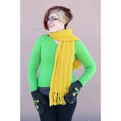 589 Sprig Scarf & Mittens - Knitting Pattern for Women in Valley Yarns Berkshire Bulky