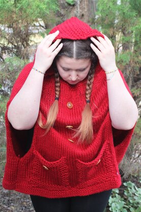 Knitted Red Riding Hood Poncho