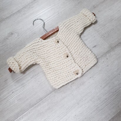 Baby chunky knitted cardigan 0-2 years for beginners