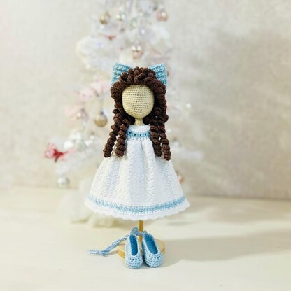 Crochet doll clothes, amigurumi doll dress, crochet doll shoes, Clara outfit