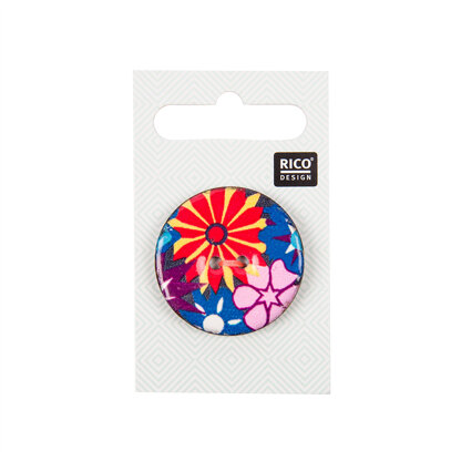 "Rico Button With Flowers, Abstract"