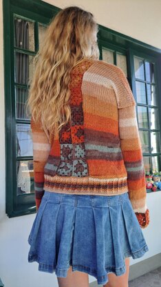 Knitted sweater with granny squares