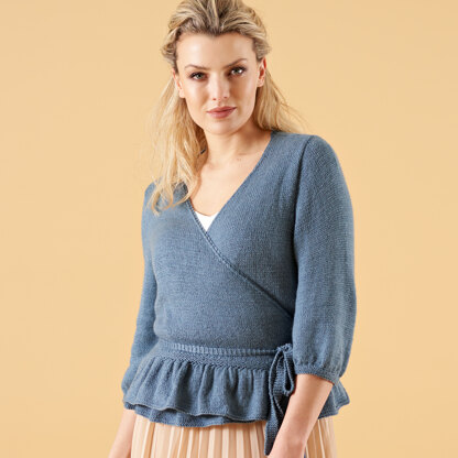 Charlotte Ruffle Wrap Top in West Yorkshire Spinners Exquisite 4 Ply - DPWYS0024 - Downloadable PDF