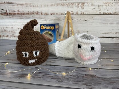 Poop and Toilet Roll Chocolate Orange Cover Knitting Pattern