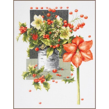 Lanarte Holly Jolly Amaryllis Counted Cross Stitch Kit