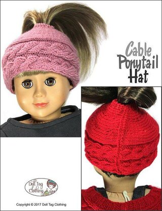 Cable Ponytail Hat - 18" Dolls