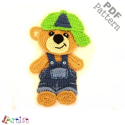 Bear boy crochet applique pattern