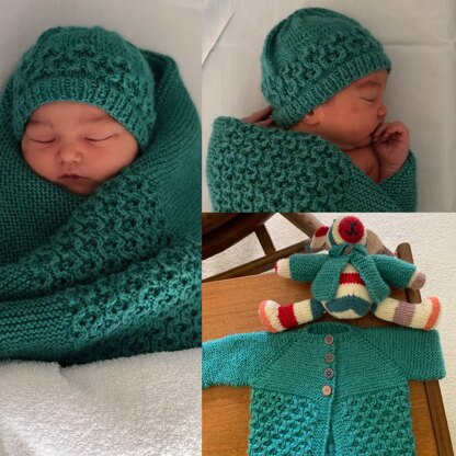 Ellie’s blanket, jacket and hat