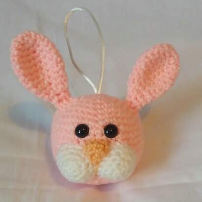 Crochet Rabbit Head Bauble Pattern