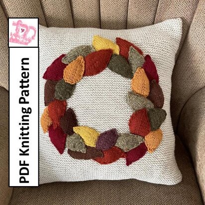 Autumn leaves pillow, garland and wreath