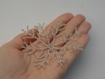 Wire Crocheted Sparkling Snowflake with Beads