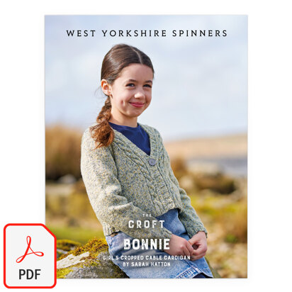 Bonnie Girl’s Cropped Cable Cardigan By Sarah Hatton in West Yorkshire Spinners - WYS1000276 - Downloadable PDF