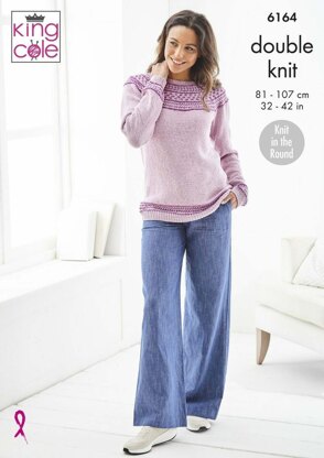 Ladies Sweater in King Cole Finesse Cotton DK - P6164 - Leaflet