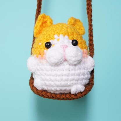 Swinging Golden Cat Car Hanging