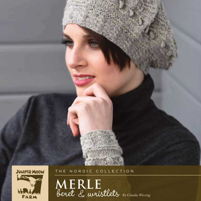 Merle Beret & Wristlets in Juniper Moon Farm Patagonia  - J82-06 - Downloadable PDF