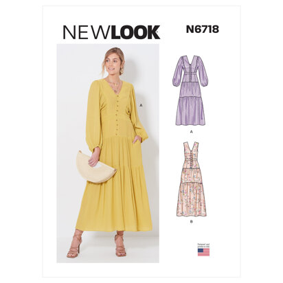 N6666, New Look Sewing Pattern Misses' Halter Dresses with Back Tie