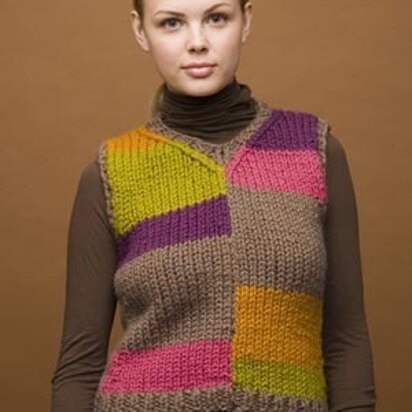 Autumn Beauty Color Block Vest Lion Brand Wool-Ease Thick & Quick - 60426 - knitting pattern