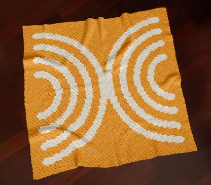 Beginner Retro Orange Blanket Botanical 70's Home Decor C2C Crochet PATTERN