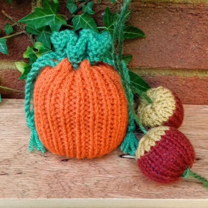 Pumpkin Treat Bag & Indoor Play Conkers - knitting pattern