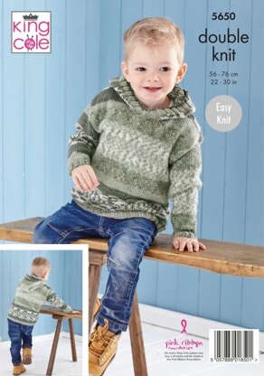 Kids Sweaters in King Cole Fjord DK - 5650 - Leaflet
