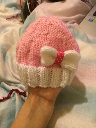 Cute Newborn Baby Beanie with a Ribbon Bow