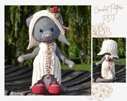 Doll Clothes Сrochet pattern: Outfit Rose for Little animal.