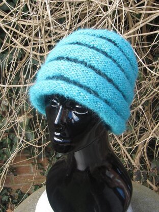 Chunky Roll Brim Stripey Beehive Slouch Hat