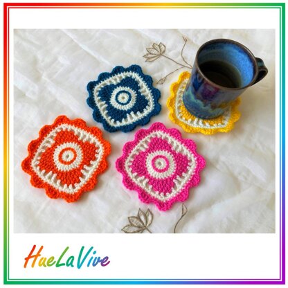 Flower square coaster by HueLaVive