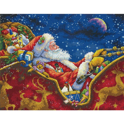 Dimensions Santa's Midnight Ride Cross Stitch Kit - 35.5cm x 28cm