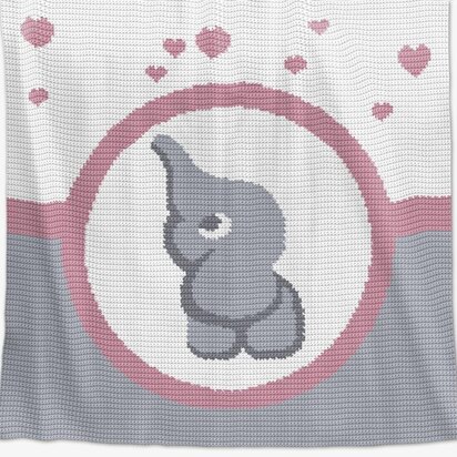 Crochet Baby Blanket - Love Elephant