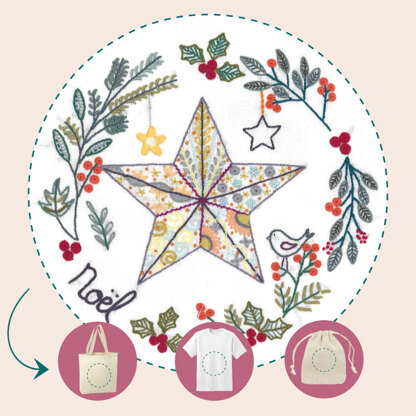 Un Chat Dans L'Aiguille Easy Customize - Christmas Star - Size L Printed Embroidery Kit