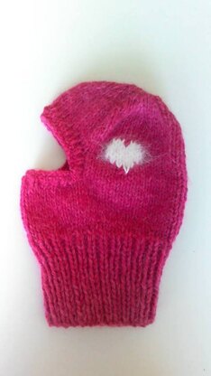 XS Chunky Knit Balaclava With Heart Motif