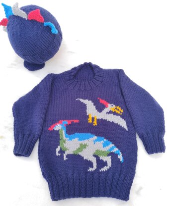 Jurassic Dinosaurs Sweater and Hat