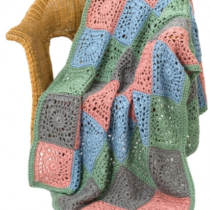 Random Squares Throw in Caron Simply Soft Heathers - Downloadable PDF