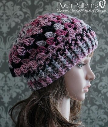 Shell Stitch Slouchy Hat Crochet Pattern 400