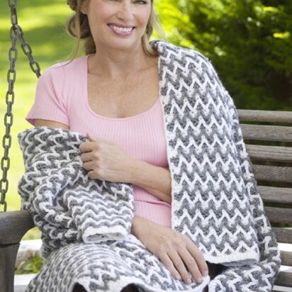 Zigzag Post Stitch Throw in Red Heart Soft Solids - WR1975
