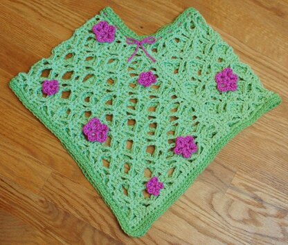 Spring Flowers Poncho Crochet Pattern (3 sizes: Child's Small, Medium, Large)