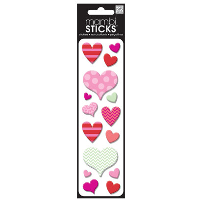 The Happy Planner Mambi Stickers Multi Hearts Mini & Large Puffy