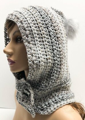 Hooded Button Cowl Scarf