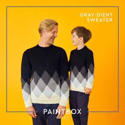 " Gray-dient Sweater " - Free Sweater Knitting Pattern For Boys and Men in Paintbox Yarns Wool Mix Aran by Paintbox Yarns - knitting pattern