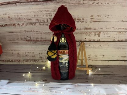 Hooded Cloak with Lantern Wine Bottle Cover Knitting Pattern