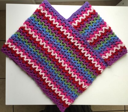 Rainbow Poncho with Flower