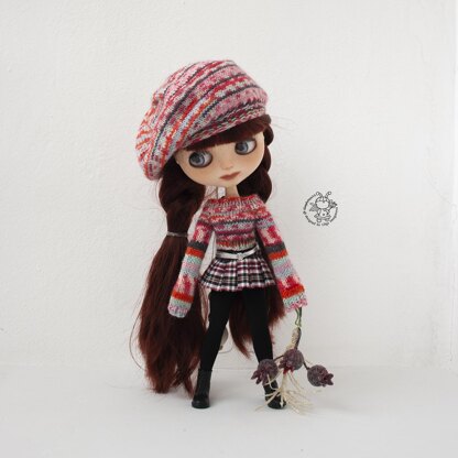 Crop sweater, hat for Blythe