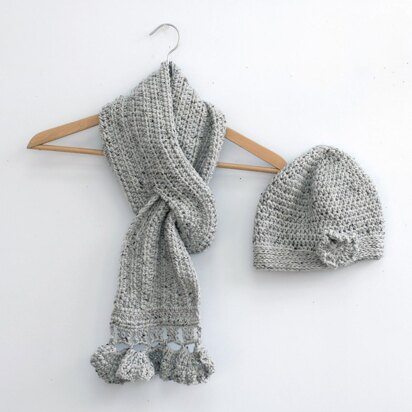 Keyhole Scarf and Flower Beanie