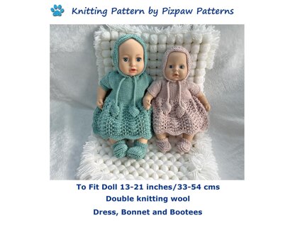 P156 Dolls Dress, Bonnet & Bootees