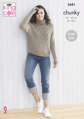 Ladies Sweaters Knitted in King Cole Subtle Drifter Chunky - 5681 - Downloadable PDF