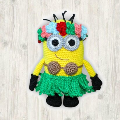 Crochet Minion Hula Pattern, Minion Hawaii Girl Crochet Pattern, Minion Crochet Pattern