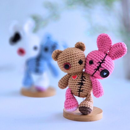 Two headed Halloween bunny and bear
