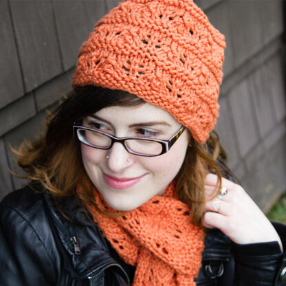 275 Feather and Garter Hat and Scarf - Knitting Pattern for Women in Valley Yarns Superwash Bulky